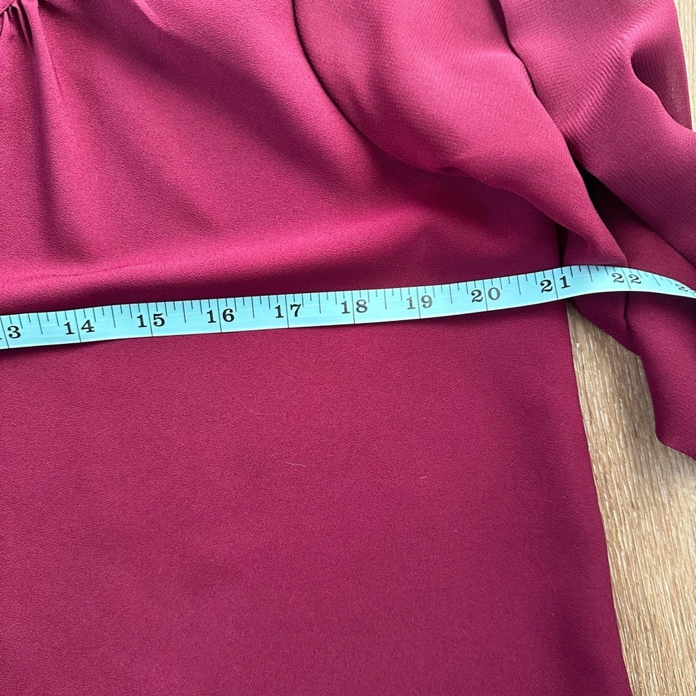 Maternity Burgundy Blouse 3/4 Sleeve with Lace Mesh Detail-Sz M - Picture 6 of 8